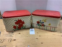 2 Vintage Tin Storage Containers