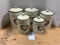 Vintage Set of 5 Noël Kitchen Jars