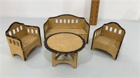 Vintage set of doll furniture l.  Couch, 2 chairs