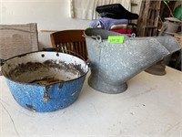 Antique Coal Scuttle & Porcelain Wash Basin