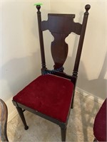 Antique Dining Chair with Red Upholstered Seat