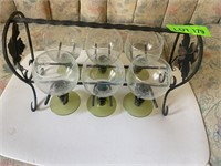 Set of 6 Vintage Grape Vine Etched Wine Glasses