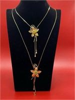 2 Vintage gold colored Flower Necklaces