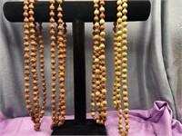 4 Long 23 inch Wooden Beaded Necklaces