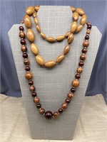 2 Wooden Beaded Necklaces