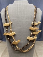 2 Wooden Whale Necklaces