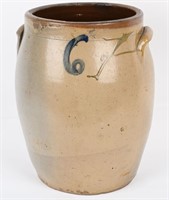 6 GALLON STONEWARE CROCK WITH HANDLES