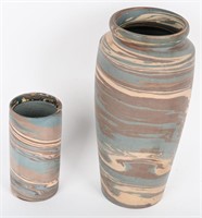 2- NILOAK SWIRL ART POTTERY VASES