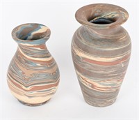 2- NILOAK SWIRL ART POTTERY VASES