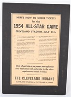 1954 CLEVELAND INDIAN ALL STAR GAME FLYER