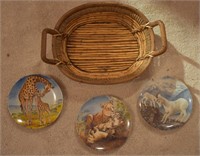 4 pcs. African Wildlife Collector Plate & Basket