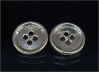 Sterling Silver Button Earrings - Clip-on