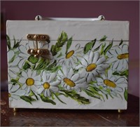 Vintage Embossed Daisy Wooden Box Purse