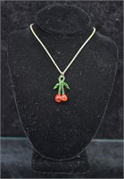 12k Gold-fill Glass Cherry Pendant Necklace