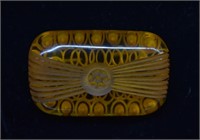 Amber Lucite Carved Brooch / Pin