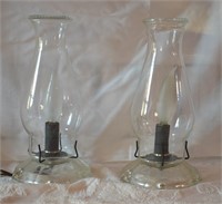 Pair of Etched Glass Nightstand Lamps  - Work