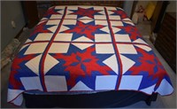 Vintage Hand & Machine Sewn Star Pattern Quilt