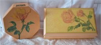 2 pcs. Vintage Decoupage Rose Jewelry Boxes