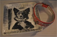 Vintage Rhinestone Dog Collar & Dog Plate