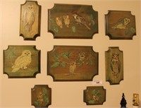 Vintage Owl Laquered Wood  Wall Art