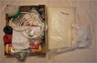 Box Lot of Sewing Goods, Yarns, Remnants & More