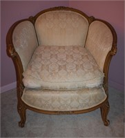 Vintage Barrel-back Upholstered Chair - Good Bones