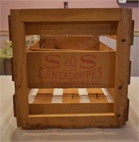 S&S Cantalope Wooden Fruit Shipping Crate w/ Label