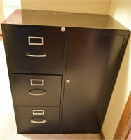 Black Metal File Cabinet - Locked
