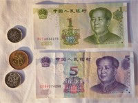 5 pcs. Foreign Paper Money & Coins