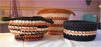 3 pcs. Vintage Woven Yarn Baskets