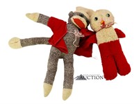 Vintage Sock Monkey & Stuffed Plush Animal