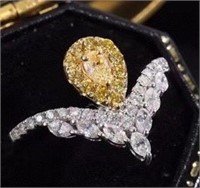 0.8ct natural yellow diamond ring in 18k gold