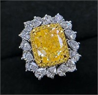 5ct Rare Yellow Diamond 18k Gold Diamond Ring