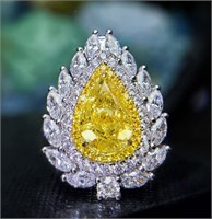 2ct natural yellow diamond ring 18k gold GIA