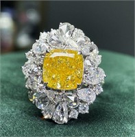 5ct natural yellow diamond ring in 18k gold