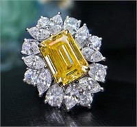 5ct natural yellow diamond ring in 18k gold
