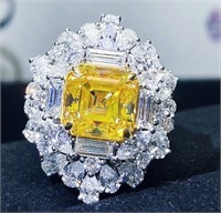 4ct natural yellow diamond ring in 18k gold