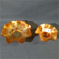 (2) Marigold Carnival Glass Bowls