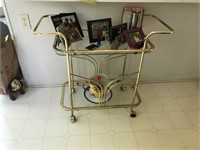 2-Tier Brass & Glass Serving Cart