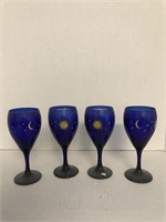 4 Cobalt Sun & Moon Goblets