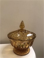Fancy Amber Compote/Candy Dish w/Lid