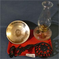 Bracket Oil Lamp with Mercury Glass Reflector