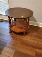 WOOD ROUND 2 TIER END TABLE