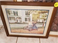 OLD TIMER CAR WOOD FRAME PICTURE