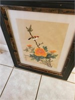 NICE FRAMED BIRD/ FLOWER PICTURE