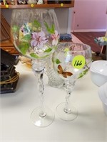PAINTED FLOWER GLASS SET