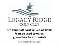 Legacy Ridge Golf Club Pre Paid Golf Card
