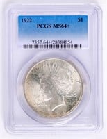 Coin 1922  Peace Silver Dollar  PCGS MS64+