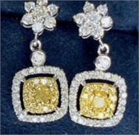 Natural yellow diamond earrings in 18k gold