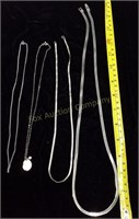 (4) Silver Chains & Necklaces-Some Sterling